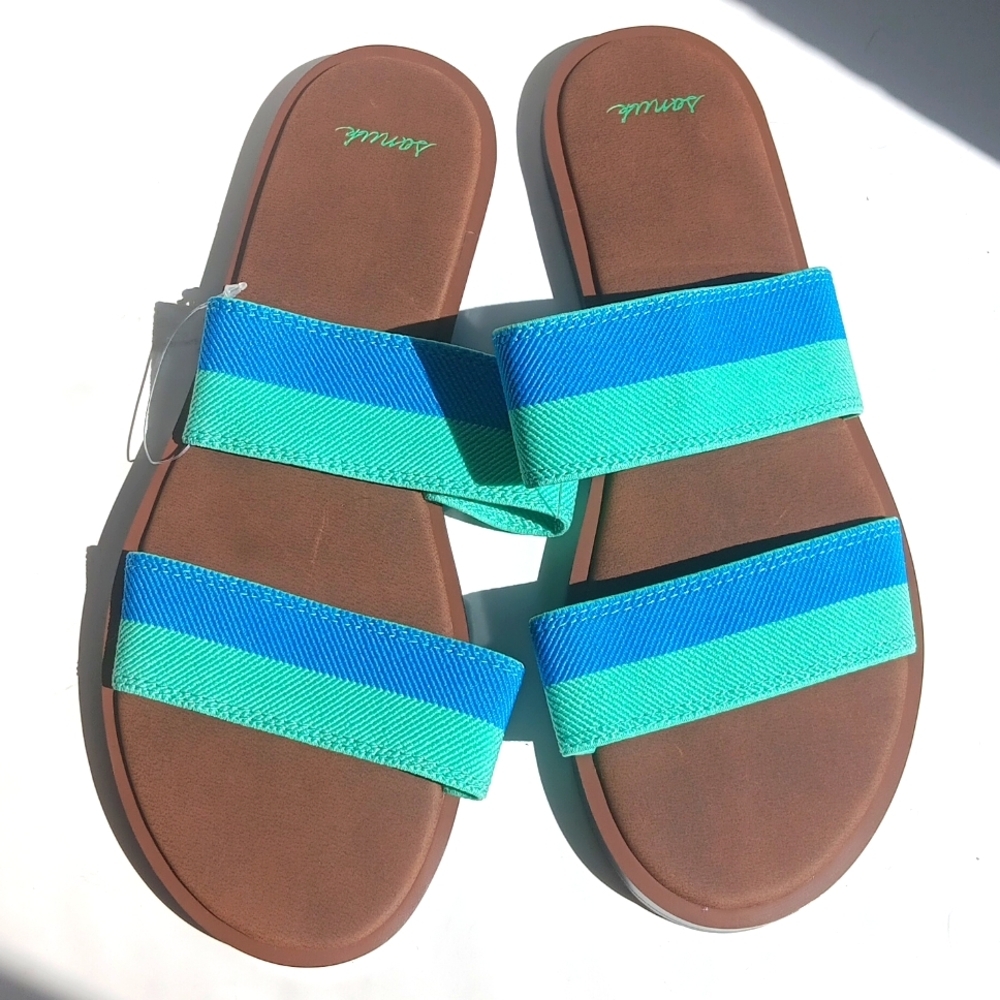SANUK YOGA GREEN & BLUE SUMMER SANDALS SIZE 8